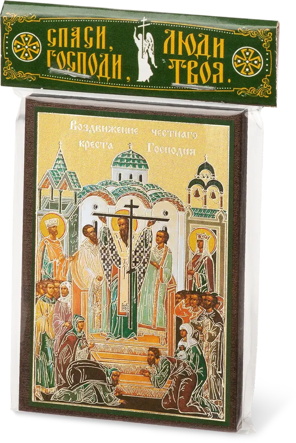 Икона "Воздвижение Честного Креста Господня" 6х9 на МДФ-6