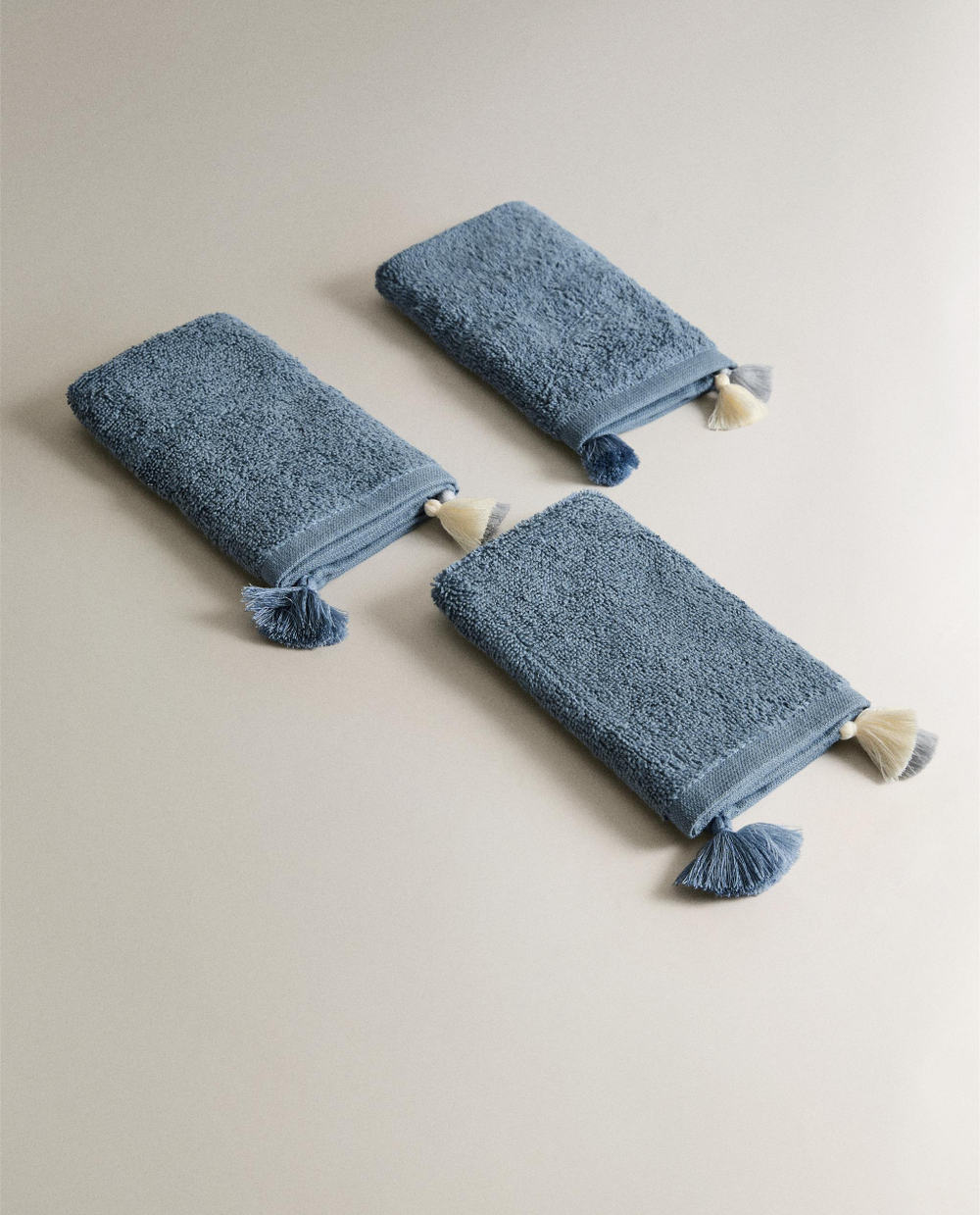 Zara Home Полотенце для лица и рук из хлопка, голубой, 30x30 см (3 шт.)