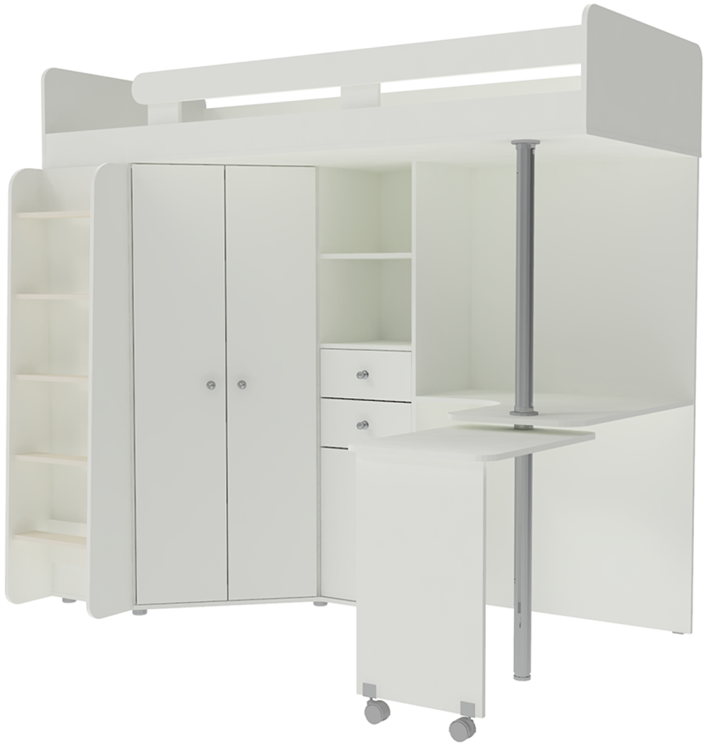 Кровать-чердак КарИВи М85 Белый  Белый