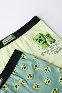 ZARA НАБОР ИЗ ДВУХ ТРУСОВ-БОКСЕРОВ MINECRAFT © MOJANG AB. ™, ЛАЙМОВЫЙ