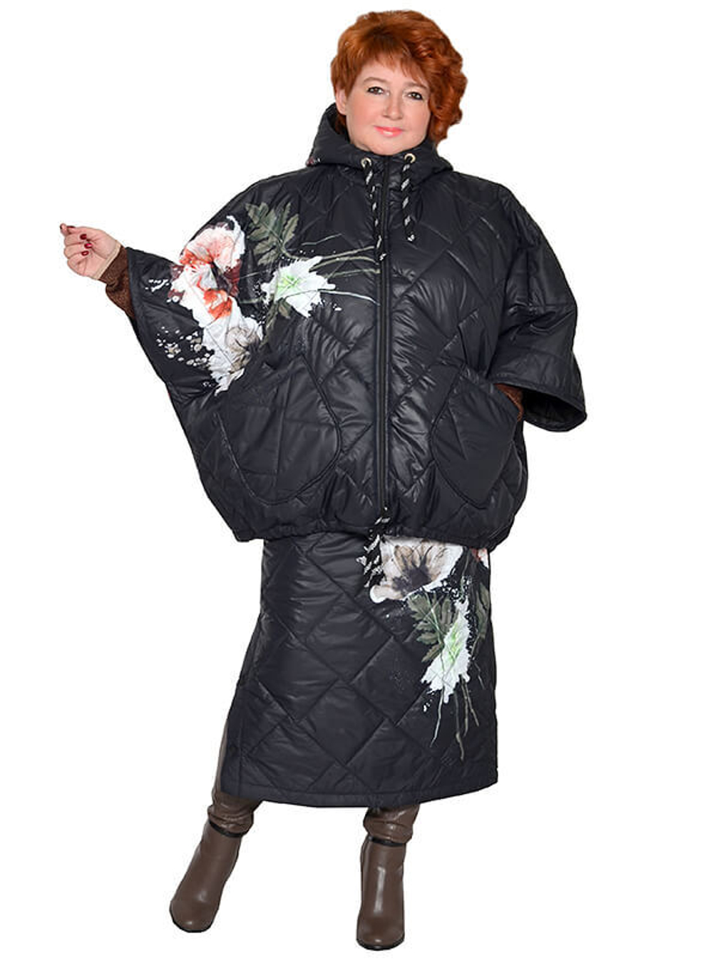 Зимняя стеганая юбка Цветочная фея