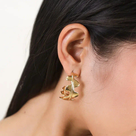 Серьги ORI TAO, Epiphyl, минималистская эстетика, OT25.2-12-32230 (золотистый)
