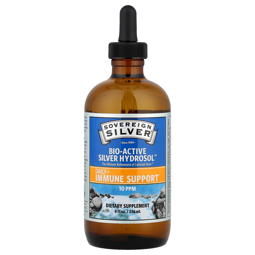 Sovereign Silver, Bio-Active Silver Hydrosol™, пипетка, для ежедневного приема и поддержки иммунитета, 10 част./млн, 236 мл (8 жидк. унций)