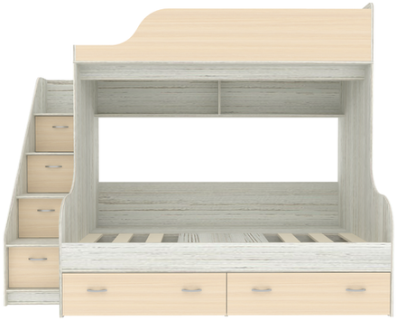 Двухъярусная кровать КарИВи Дуэт-15 с лестницей Комод КарИВиом Винтерберг  Дуб Молочный