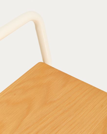 Скамейка из ясеневого шпона Tinn с бежевой металлической конструкцией, 75 см