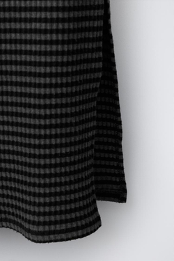 ZARA ЮБКА МИДИ С ТЕКСТУРОЙ В ПОЛОСКУ, ЧЕРНЫЙ