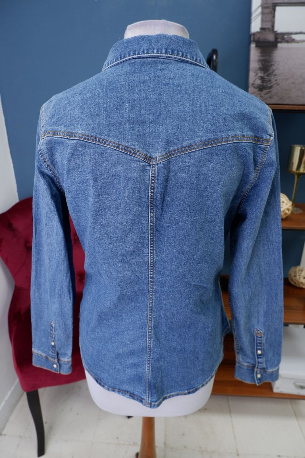 Рубашка H&M джинсовая 46 размер