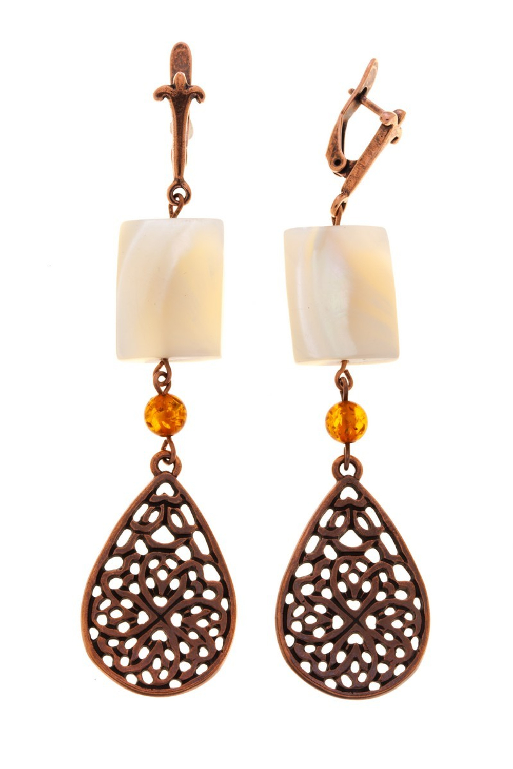 "Дроя" серьги в медном покрытии из коллекции "Нюанс" от Jenavi  с английским замком