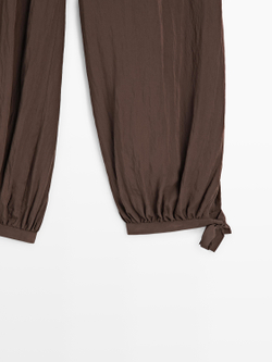 Massimo Dutti Свободные брюки-саруэль, коричневый