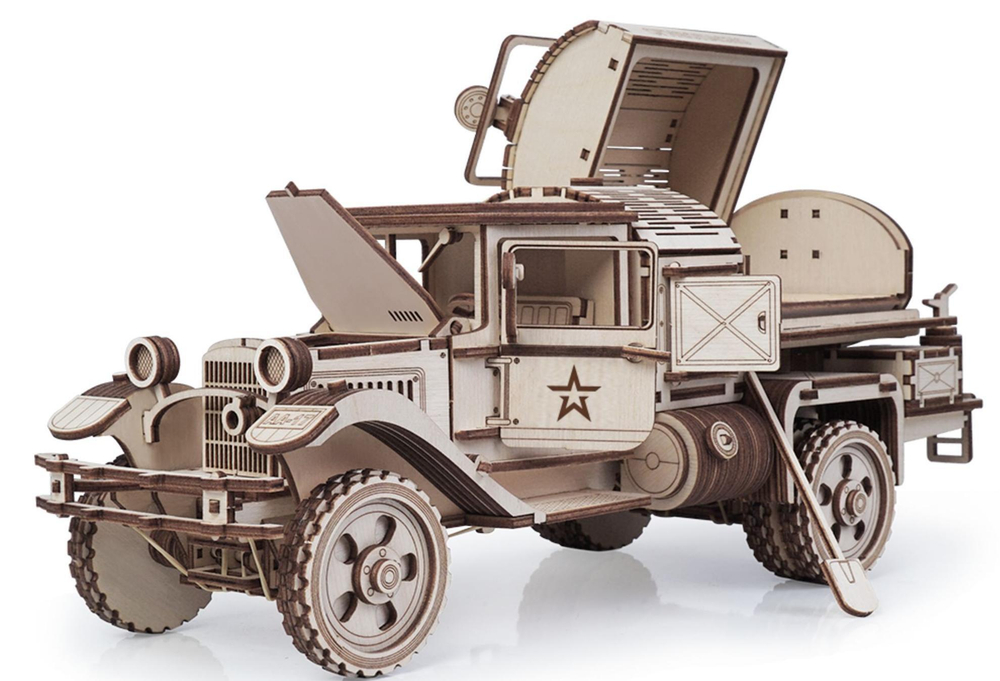 Конструктор из дерева "Армия России" Грузовик "Полуторка" Заправщик