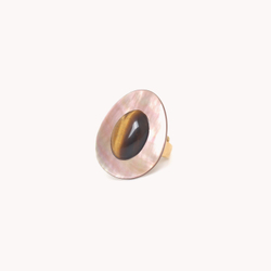 Кольцо Nature Bijoux, Jaguar, разъемное, с перламутром и тигровым глазом, NB25.2-19-25915 (коричневы