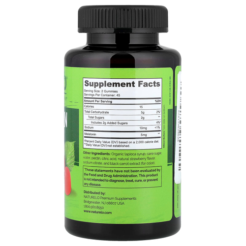 NATURELO, жевательные таблетки с мелатонином, со вкусом клубники, 90 веганских жевательных таблеток (2,5 мг в 1 жевательной таблетке)