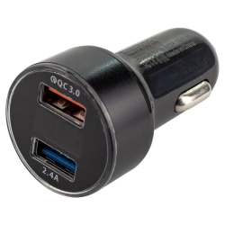 Автомобильное зарядное устройство FY-208 с вольтметром (12V-24V, USB:5V-Max 2.4A, QC3.0: 5V/3A,9V/2A,12V/1.5A) KING FY-208
