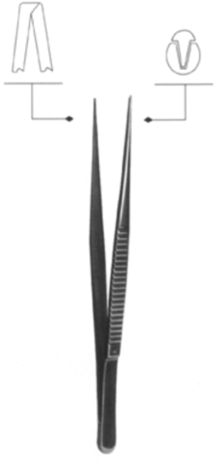 ВР- П-72 Пинцет для электрокоагуляции с зубчиком ПХ 200х1,3