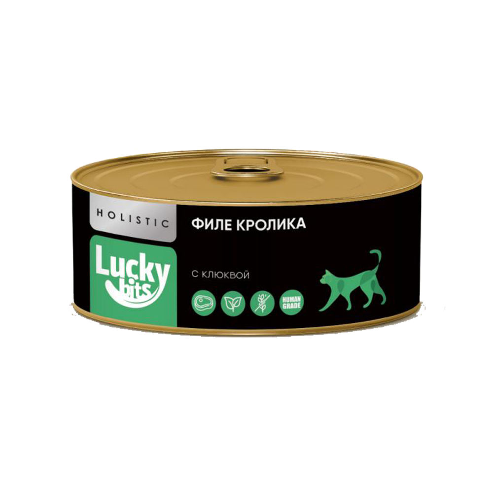 Lucky bits консервы для кошек мясо кролика с клюквой 100гр.