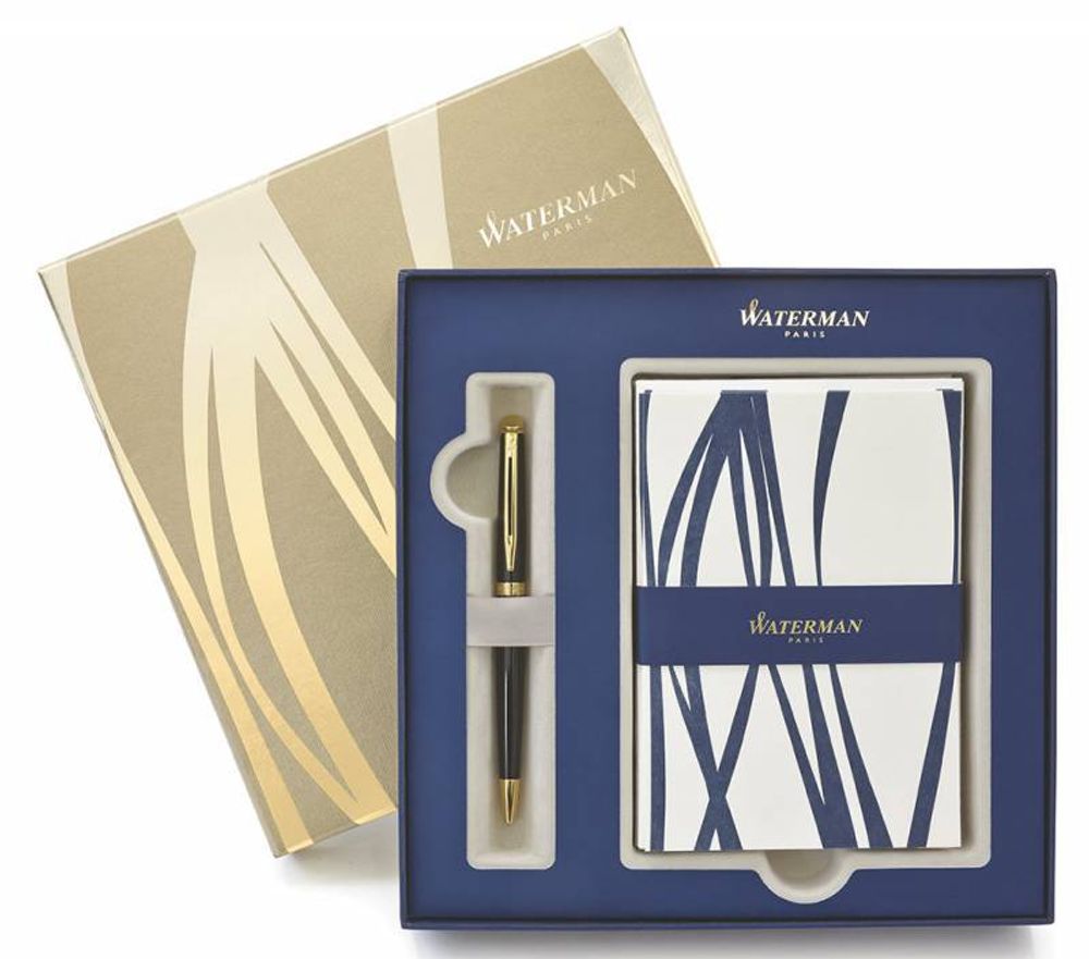 Набор Waterman Hemisphere Black GT Шариковая ручка + открытки и конверты Mblue (1937583)