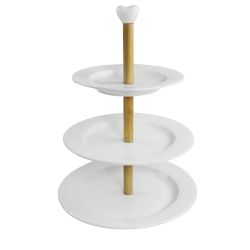 Lenardi 140-135 Трехъярусная этажерка 25,5/23,5/19,5см BAMBOO в под.уп.(х10)Фарфор