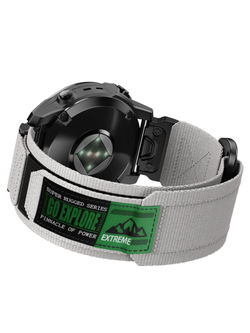 Нейлоновый ремешок 26 мм для Garmin (циферблат 51мм) QuickFit на липучке (Серый металик)