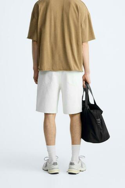 ZARA ШОРТЫ STRAIGHT FIT DENIM,  БЕЛЫЙ
