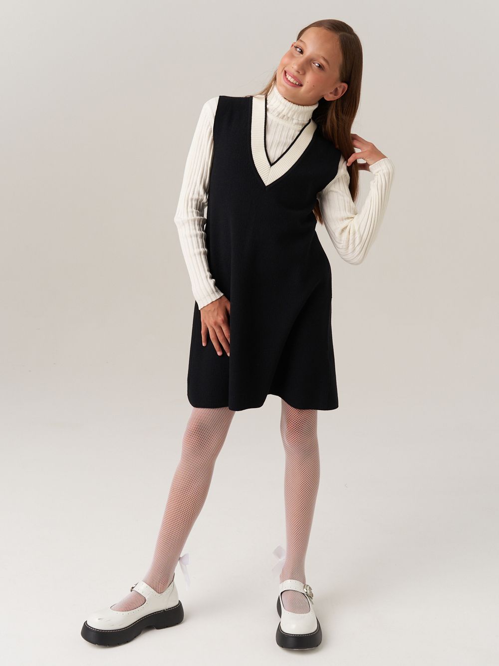 Сарафан школьный для девочки AT974 черный