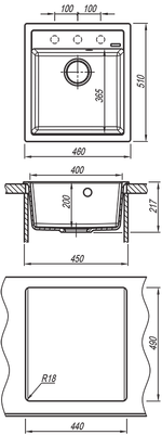 Кухонная мойка Florentina ЛИПСИ 460 схема