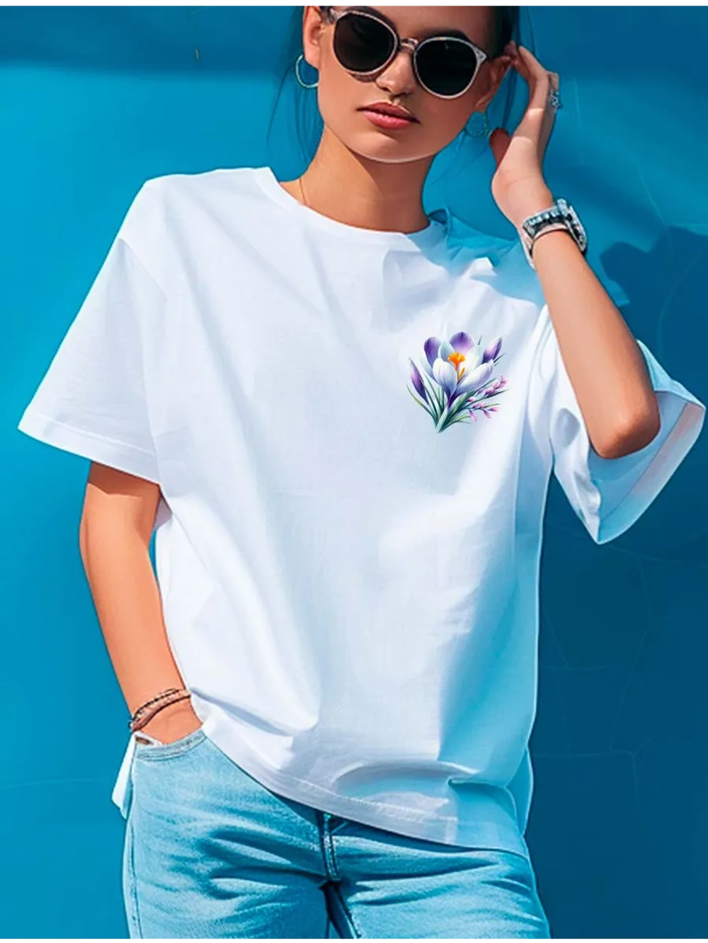 Футболка с цветочком шафрана