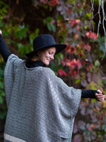 Бохо-накидка из фактурного хлопка (черный с полосами/ромб)