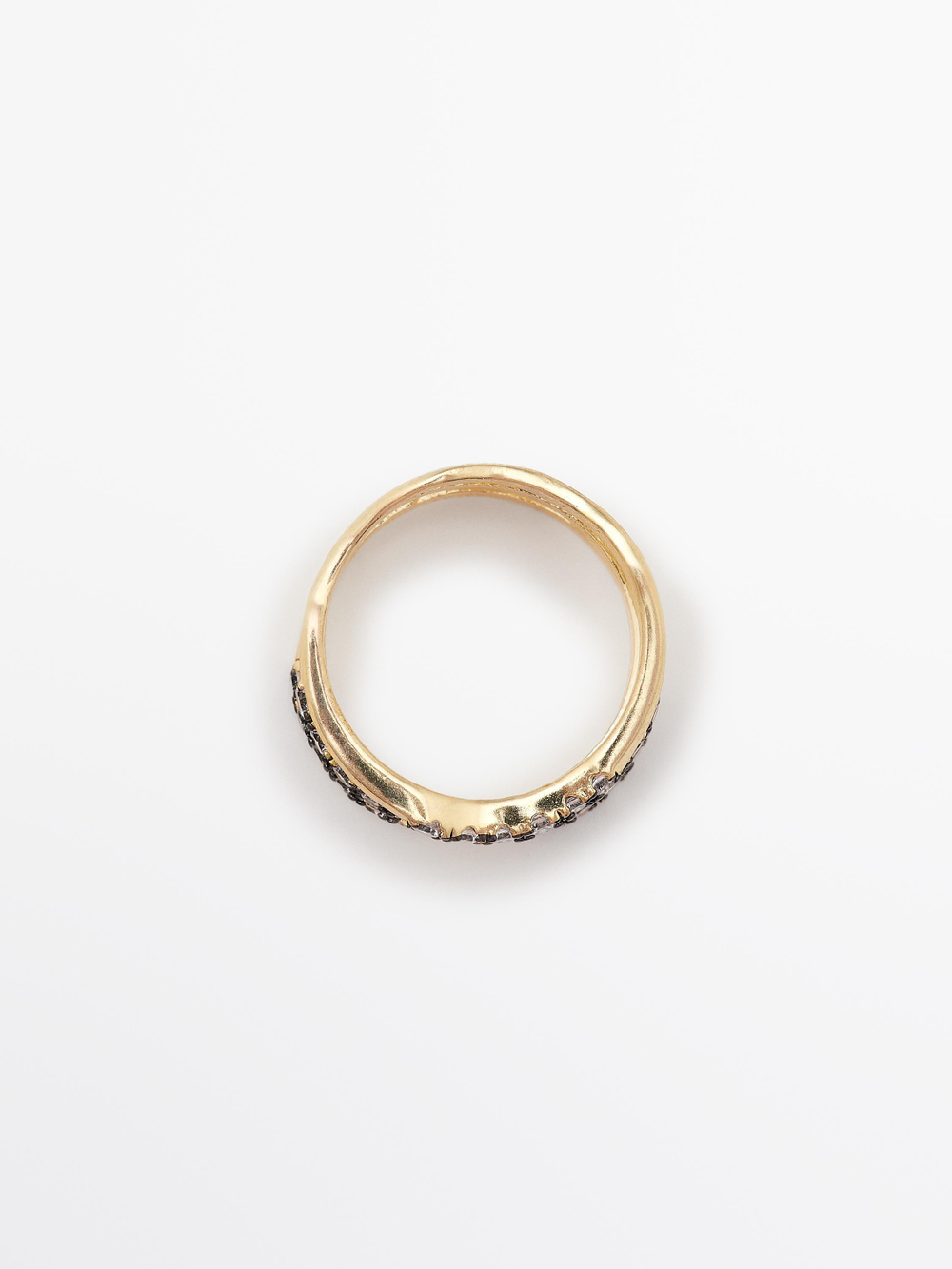 Massimo Dutti Кольцо со стразами, золотистый