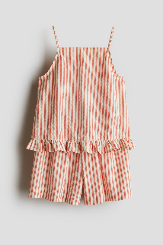 H&M Комплект из топа и шорт, кремовый/красный