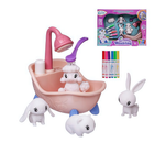 Набор д/творчества Фигурки для раскраски. Любимые животные в ванне с душем (4 фигурки, 6 фломастеров