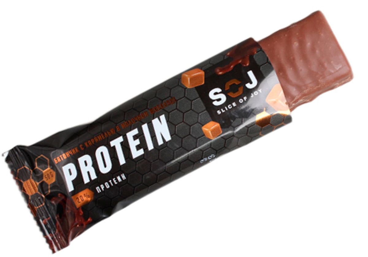 Протеиновый батончик Protein SOJ с соленой карамелью, 50г купить в СПб c  доставкой от GS MARKET, цены в интернет-магазине