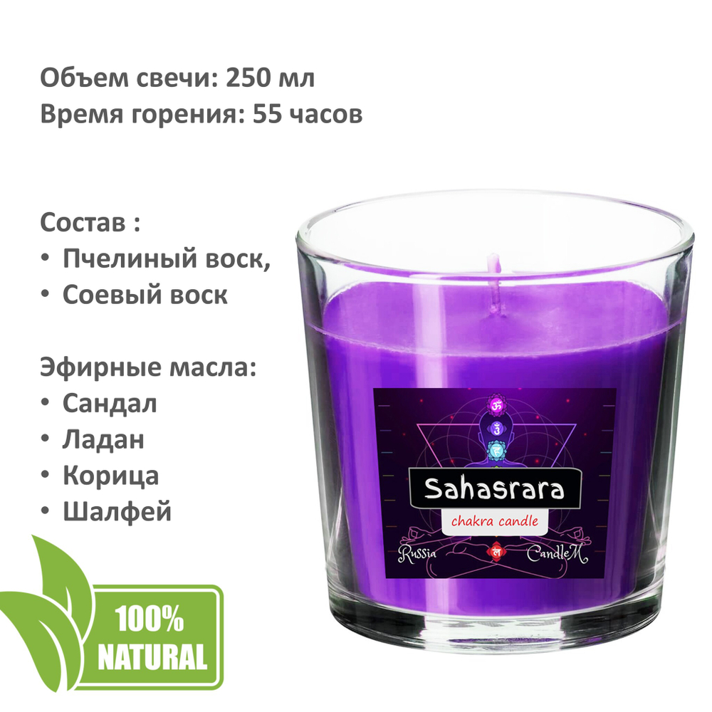 Свечи чакровые цветные - 250 мл, 8 штук