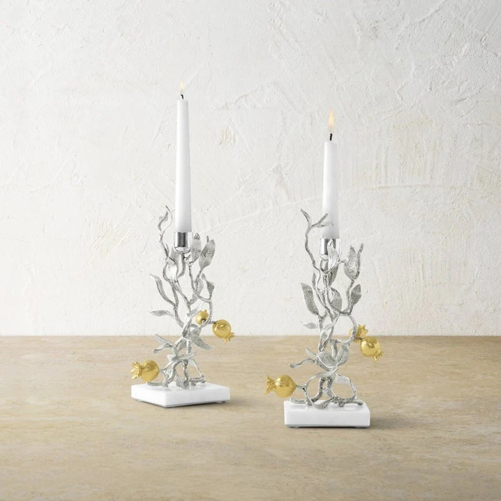 Набор подсвечников Michael Aram Pomegranate Silver & Gold (22.9 см), 2 шт.