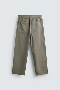 ZARA ХЛОПКОВЫЕ БРЮКИ RELAXED FIT, СВЕТЛЫЙ ХАКИ