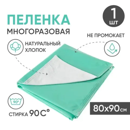 Простынь многоразовая впитывающая хлопок/полиэстр, ПВХ Beside 80х90см