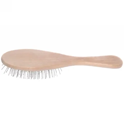 Расческа массажная деревянная, форма овал, металлические зубья, 21*6,5см