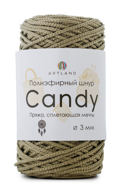 Полиэфирный шнур Candy 3 мм, 200 гр, 100м, св. хаки