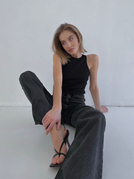 Образ с джинсами Wide leg202 и топом Halter