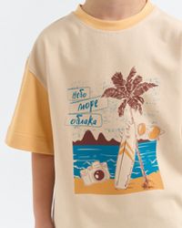 Футболка оверсайз "Крем-брюле/Абрикос" с принтом