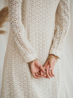 Платье миди из прошвы (белое)