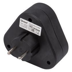 S-ES3-16F BLACK Разветвитель сетевой. б-з. 3 гнезда. 16А. 3500Вт. Черный. ТМ Uniel