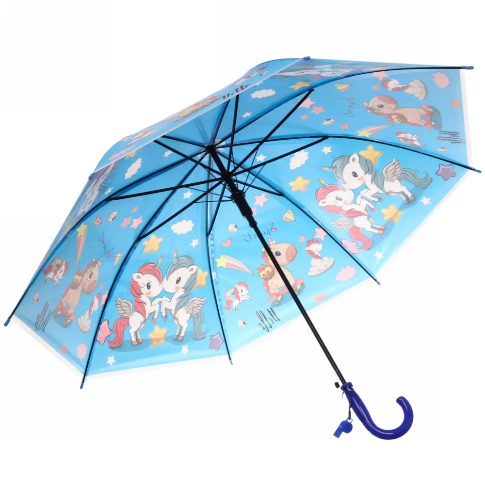 Зонт детский полуавтомат «Ultramarine - Единорожки», микс 4 цвета, 8 спиц, d-86см, длина в слож. виде 65см