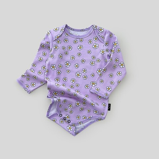 Боди с длинным рукавом (ромашки на сиреневом)