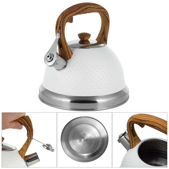 Чайник 2,7 л. из нержавеющей стали со свистком Kamille KM-1098 и ручкой "soft touch" под дерево