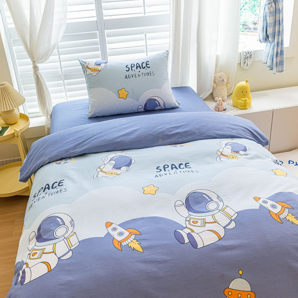 Комплект постельного белья на резинке Сатин Люкс KIDS 100% хлопок CDKR065 1.5-спальный наволочки 50x70