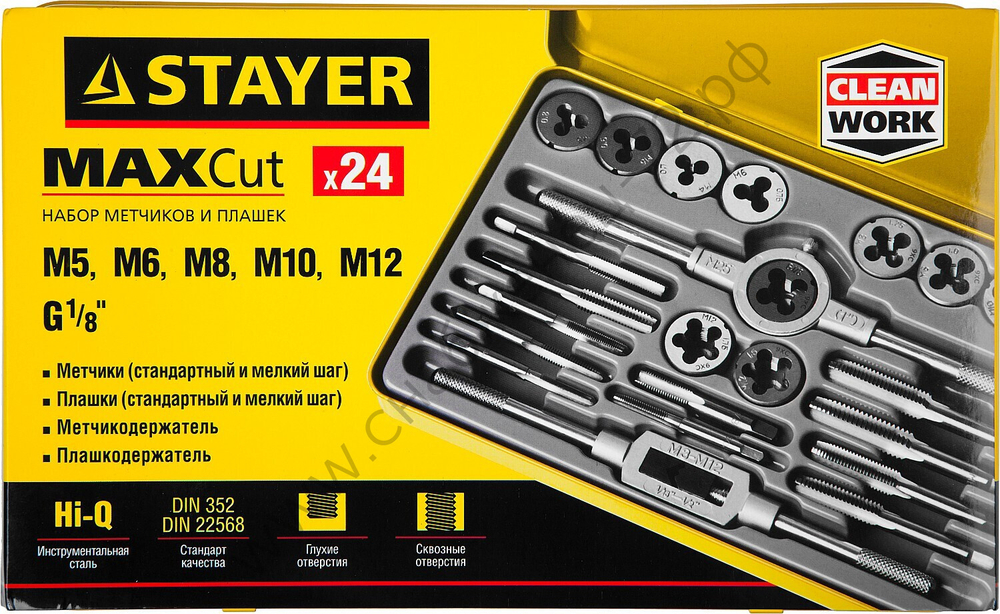 STAYER MaxCut 24 предмета, легированная сталь, Набор метчиков и плашек (28020-H24)