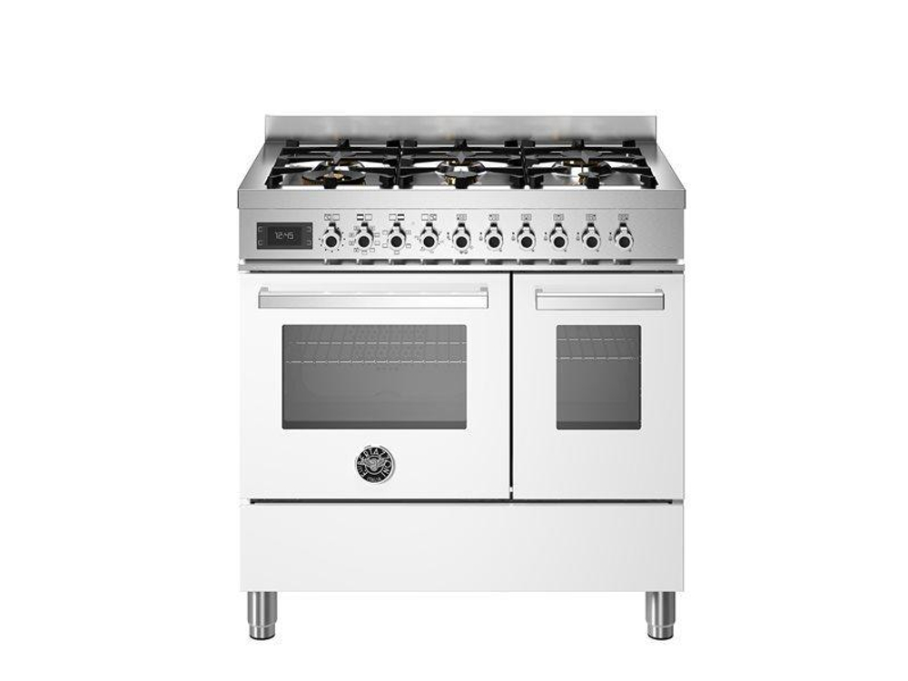 Варочный центр Bertazzoni, 6 газовых конфорок, два многофункциональных электрических шкафа, 90 см Белый глянец