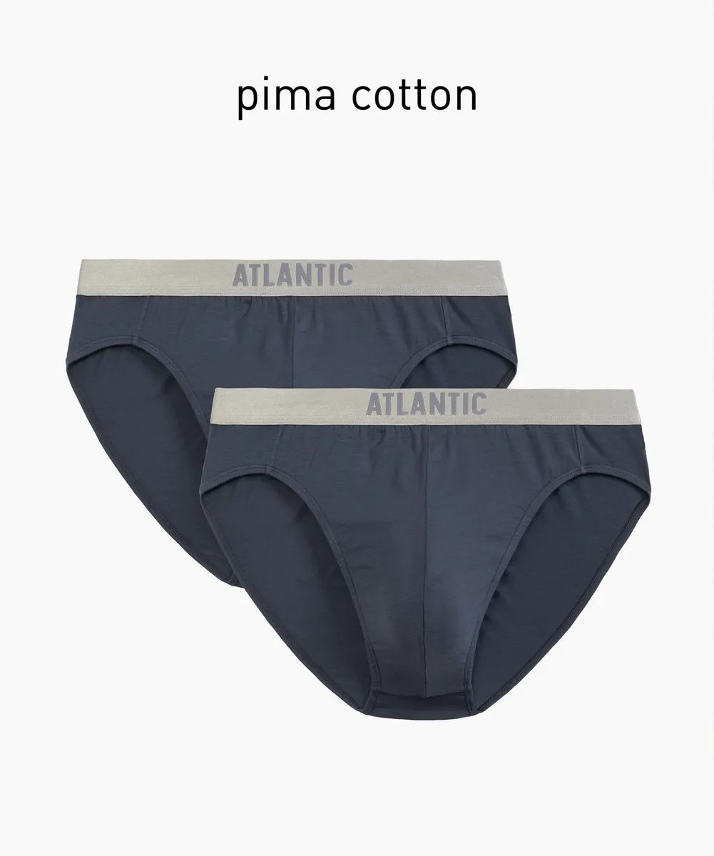 Мужские трусы слипы спорт Atlantic, набор из 2 шт., пима хлопок, графитовые, Basic 2BMP-013