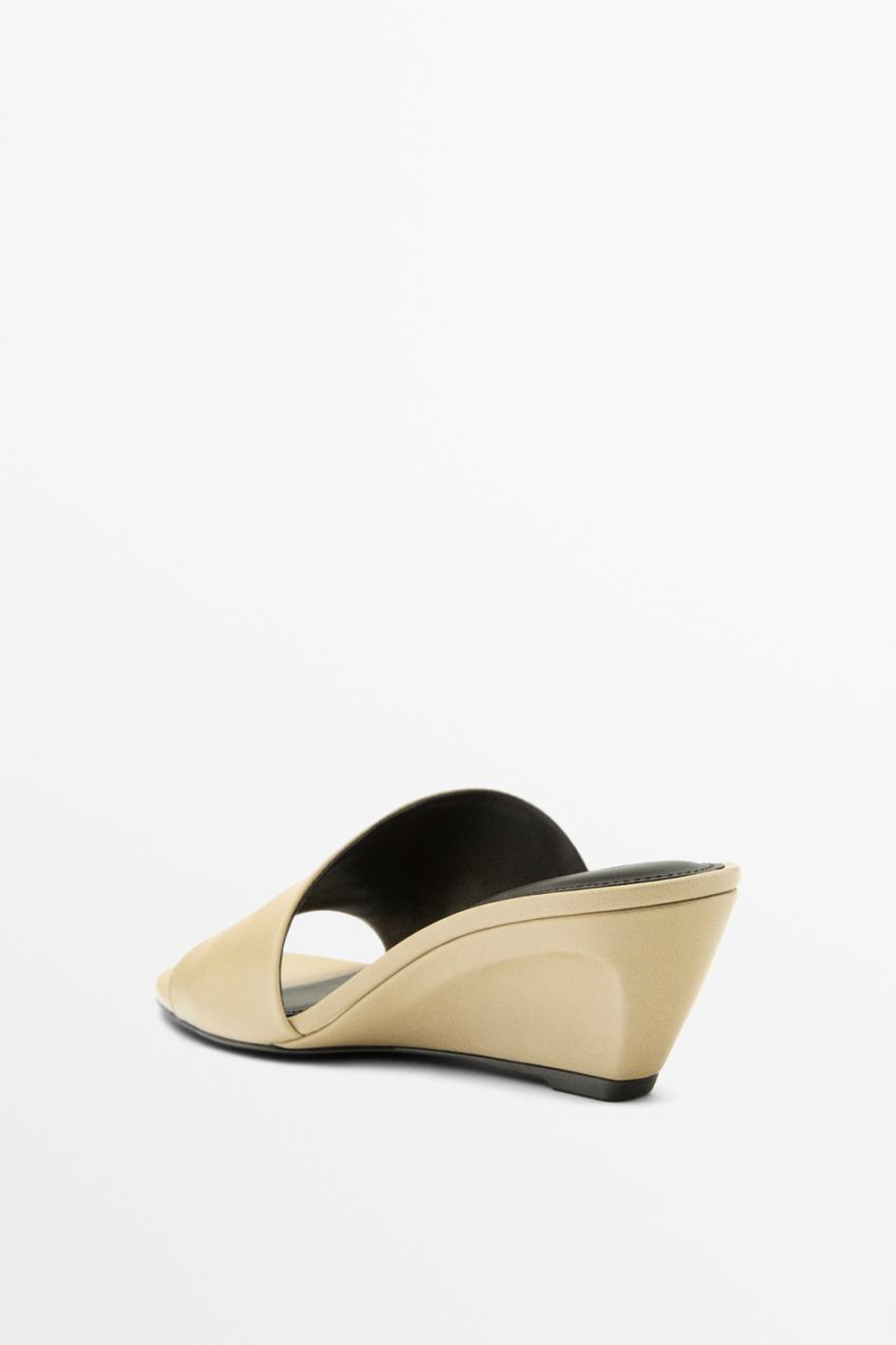 Massimo Dutti Босоножки на танкетке из мягкой кожи, бежевый