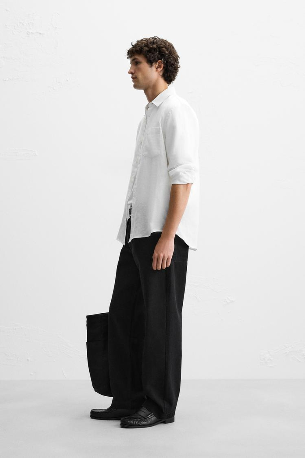 ZARA РУБАШКА ИЗ 100% ЛЬНА, БЕЛЫЙ